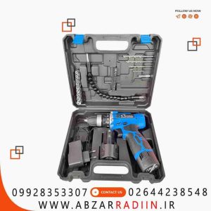 دریل پیچ گوشتی شارژی 12 ولت دو باتری ویوارکس با لوازم مدل VR1210V-22A