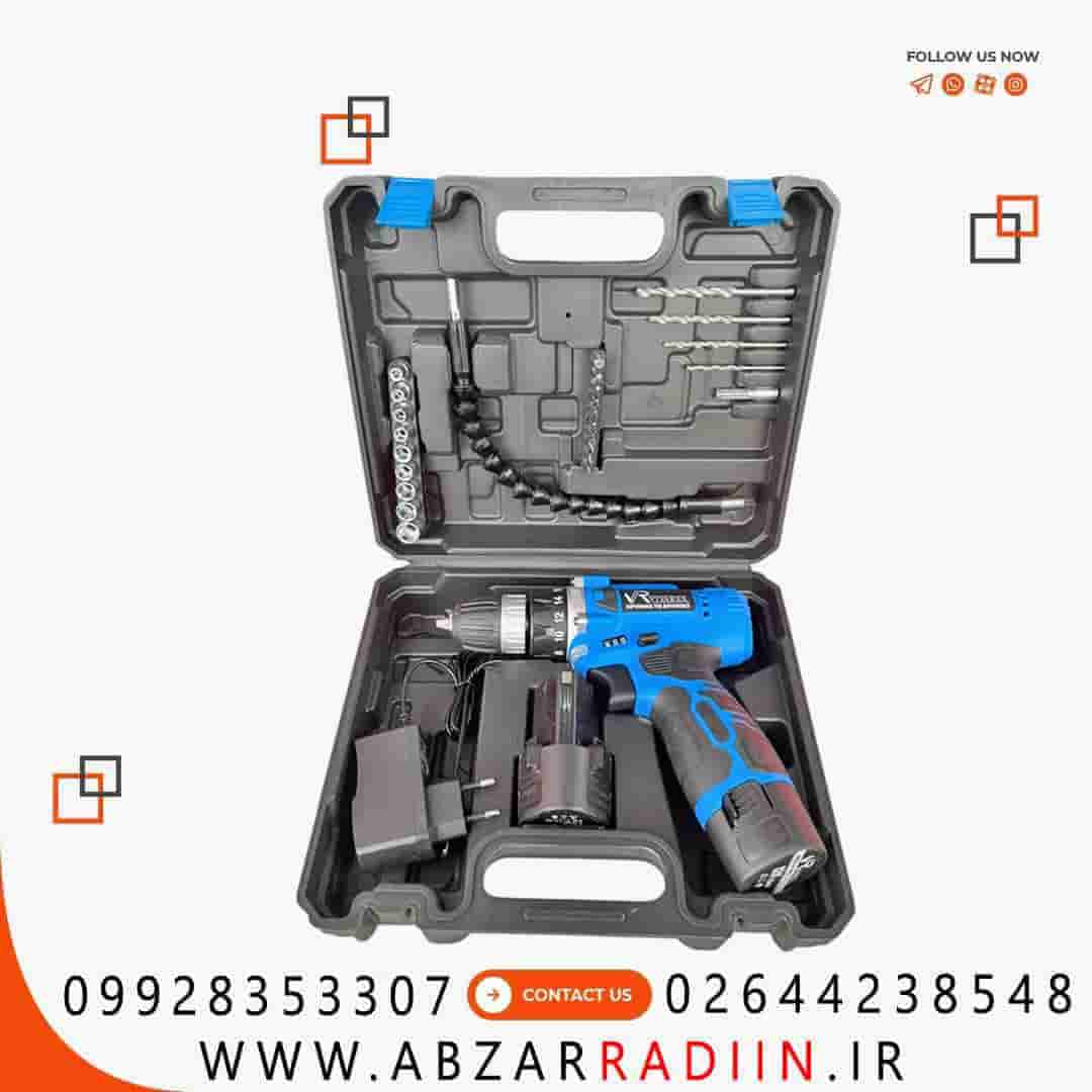 دریل پیچ گوشتی شارژی 12 ولت دو باتری ویوارکس با لوازم مدل VR1210V-22A