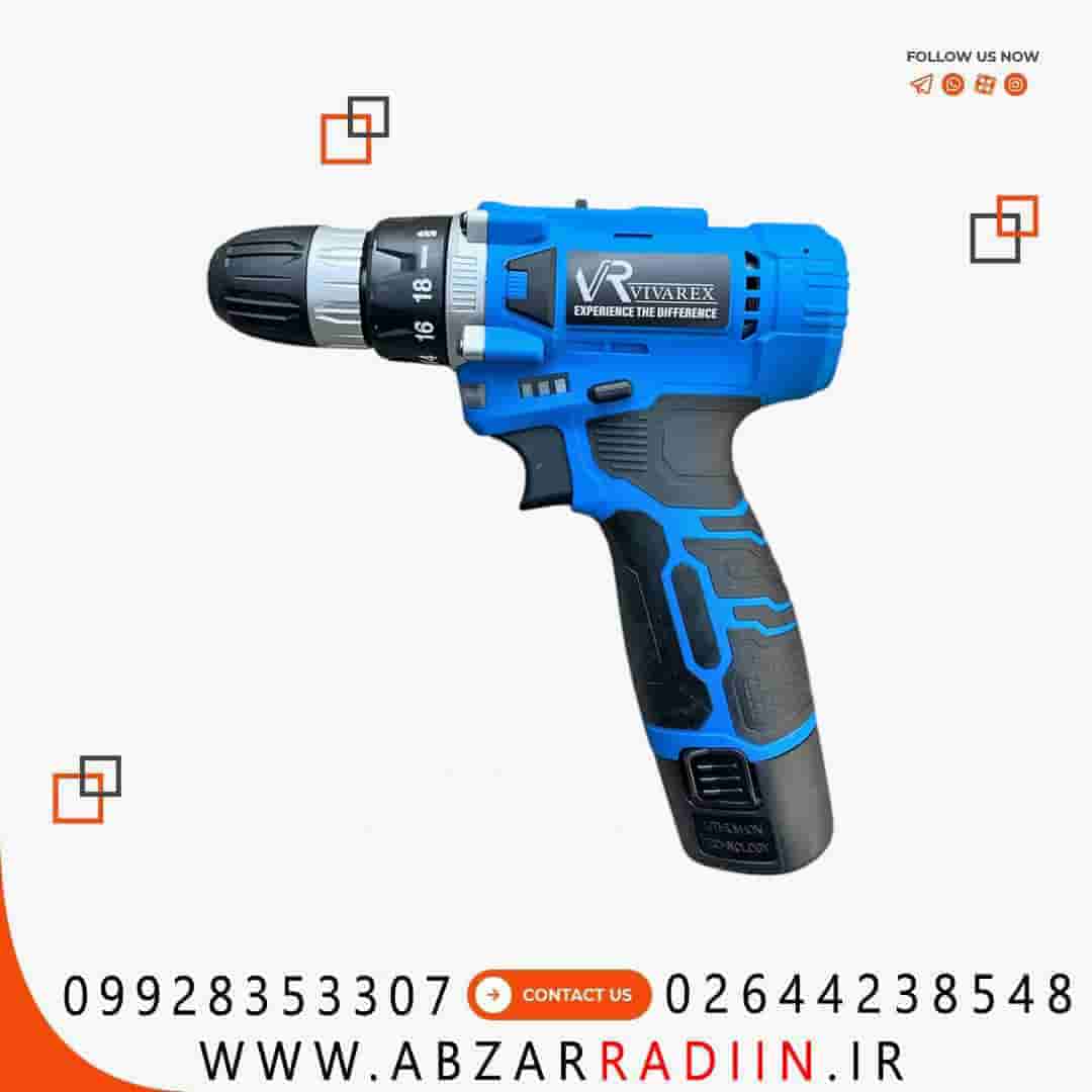 دریل پیچ گوشتی شارژی 12 ولت دو باتری ویوارکس با لوازم مدل VR1210V-22A