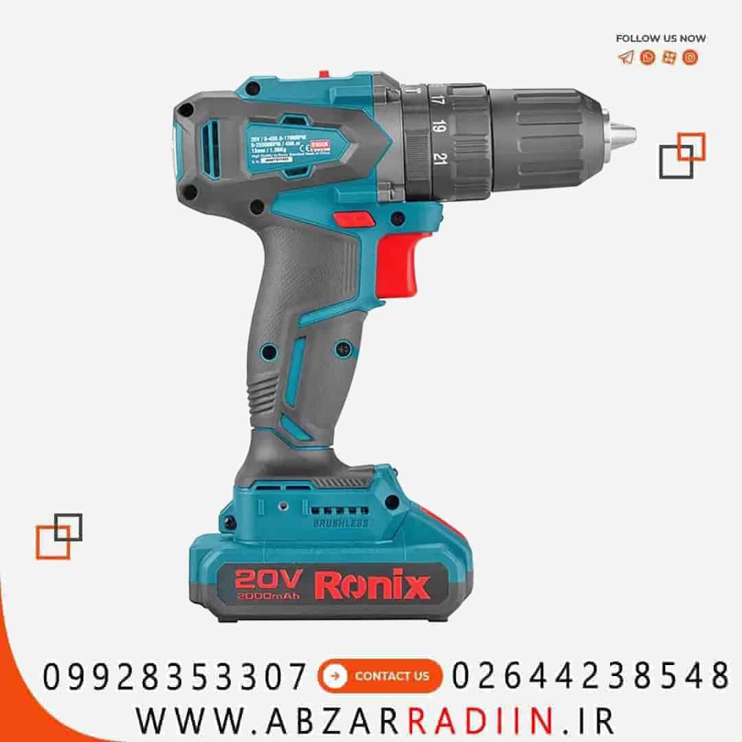 دریل پیچ گوشتی چکشی شارژی براشلس 20 ولت مدل ronix 8900 drill دریل پیچ گوشتی چکشی شارژی براشلس 20 ولت مدل ronix 8900 drill